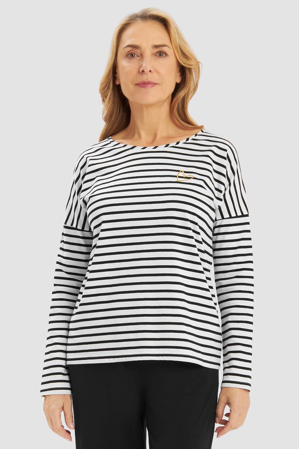 Frontalbild von Pyjamashirt im Streifen-Muster Baumwolle/Elasthan