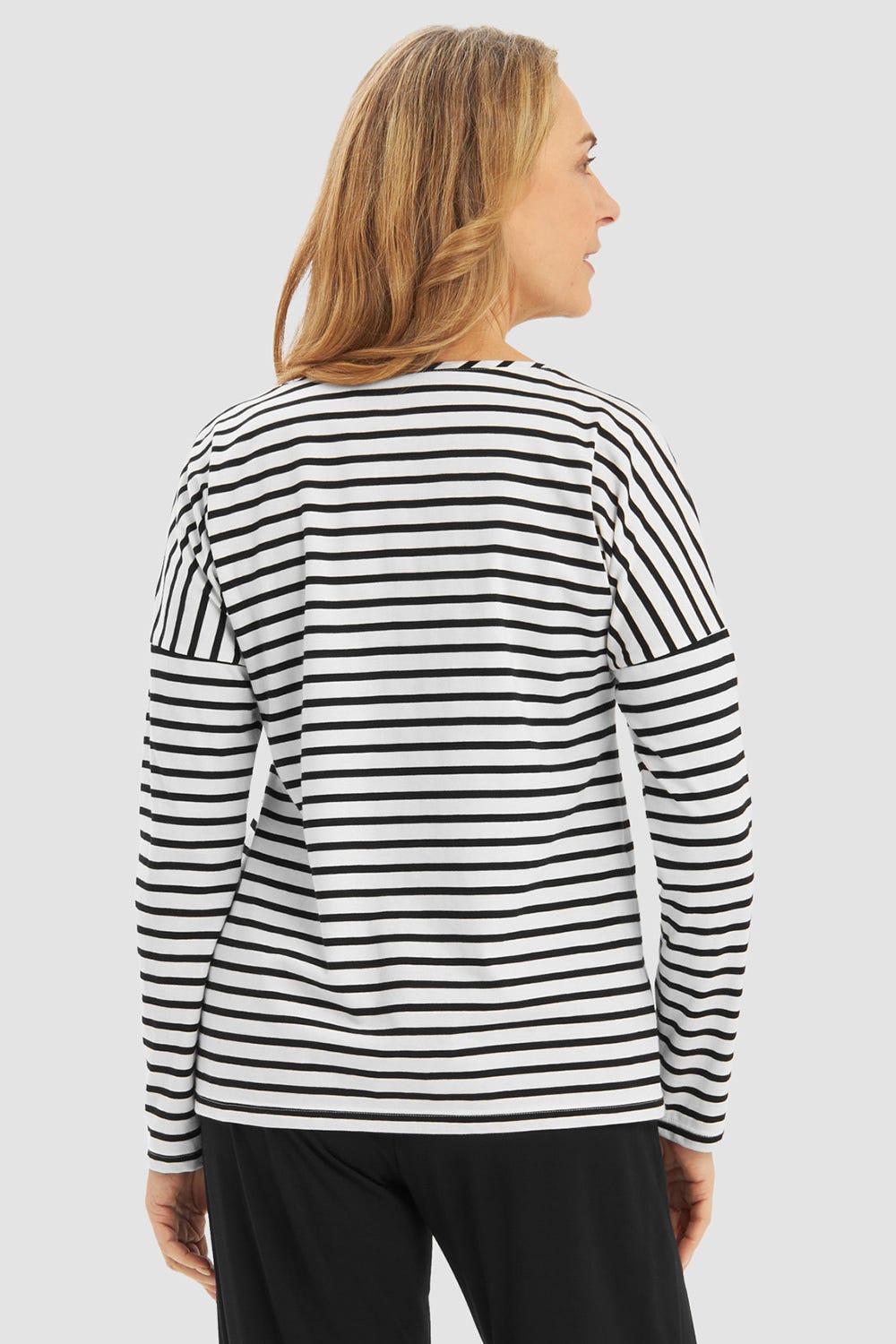 Rückansicht von Pyjamashirt im Streifen-Muster Baumwolle/Elasthan