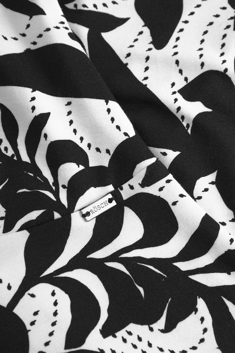 Detailbild 1 von Strandkleid im Blätter-Druck Schwarz-Weiß Viskose/Elasthan