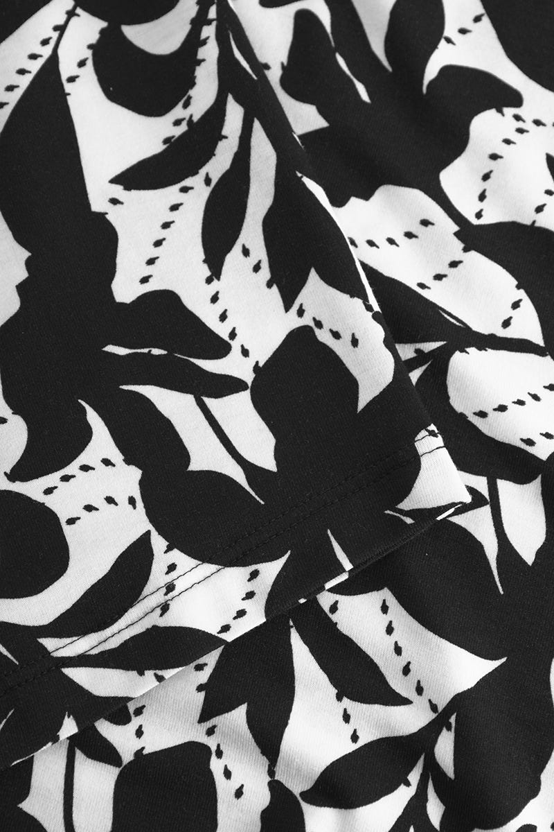 Detailbild 2 von Strandkleid im Blätter-Druck Schwarz-Weiß Viskose/Elasthan