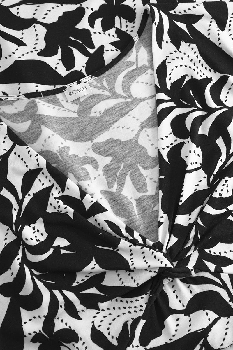 Detailbild 3 von Strandkleid im Blätter-Druck Schwarz-Weiß Viskose/Elasthan