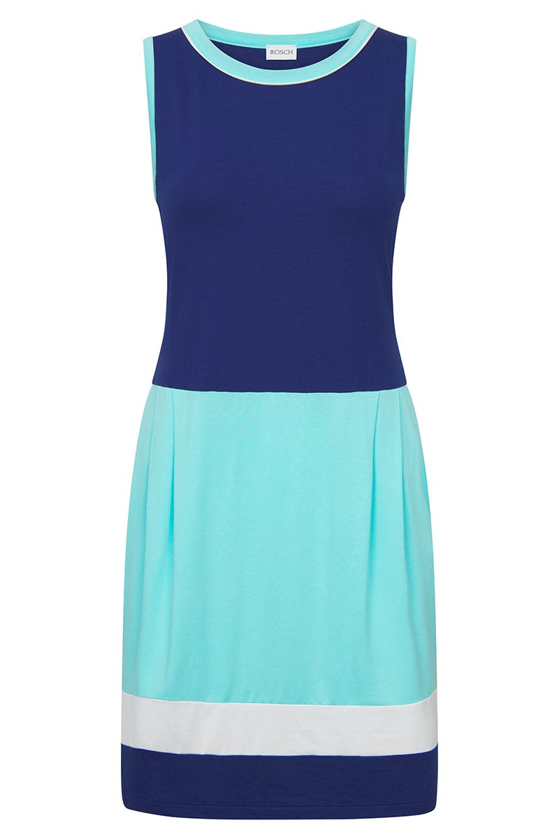 Hollowbild von Strandkleid im Colourblocking-Style Meeresblau