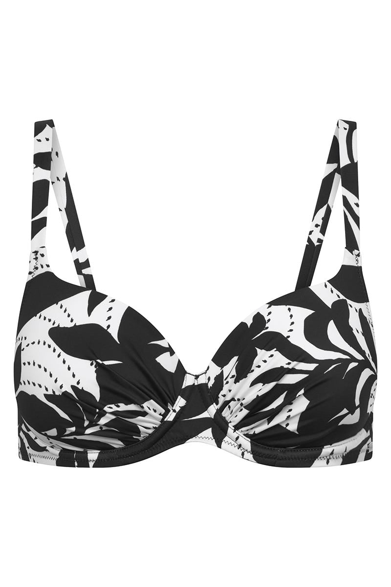Hollowbild von Bikini Top im Blätter-Druck Schwarz-Weiß