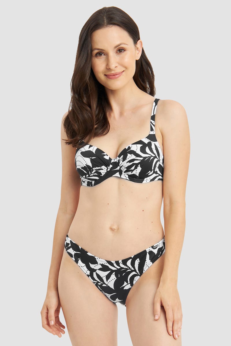Detailbild 1 von Bikini Top im Blätter-Druck Schwarz-Weiß
