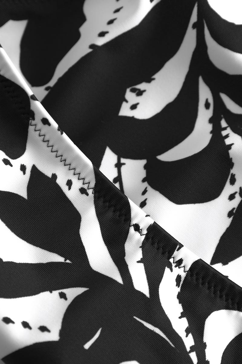 Detailbild 3 von Bikini Hose im Blätter-Druck Schwarz-Weiß