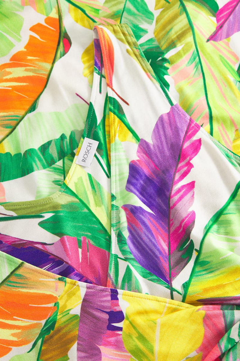 Detailbild 1 von Strandkleid Ärmellos im tropischen Blätter-Druck Viskose/Elasthan