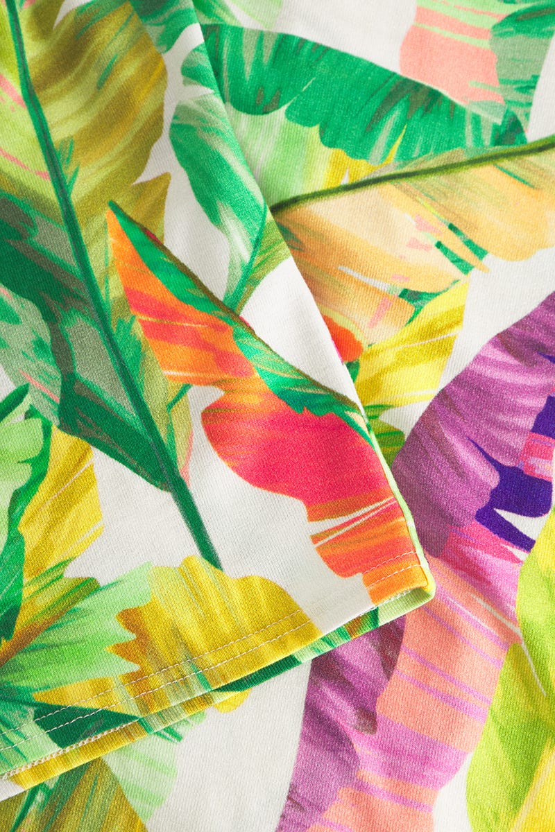 Detailbild 3 von Strandkleid Ärmellos im tropischen Blätter-Druck Viskose/Elasthan