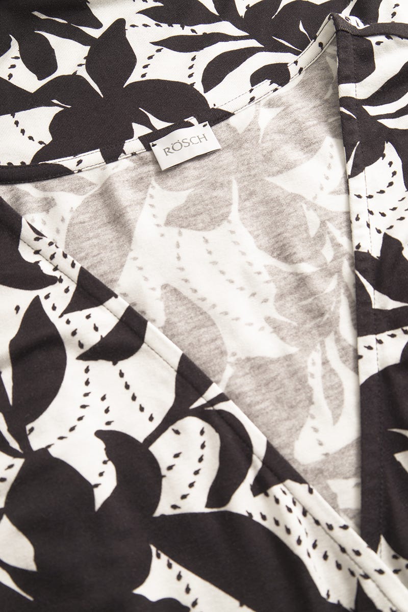 Detailbild 1 von Jumpsuit im Blätter-Druck Schwarz-Weiß Viskose/Elasthan