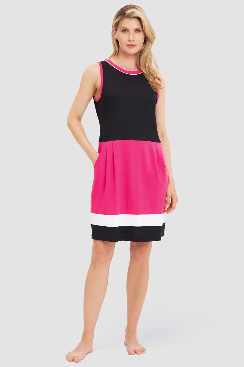 Frontalbild von Strandkleid mit sportivem Colourblocking Viskose/Elasthan