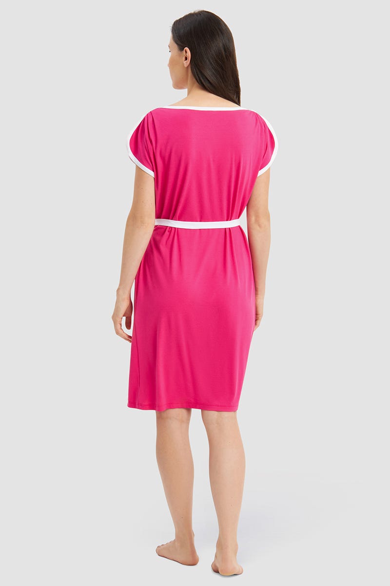 Rückansicht von Strandkleid mit Kontrast-Details Schleife Viskose/Elasthan