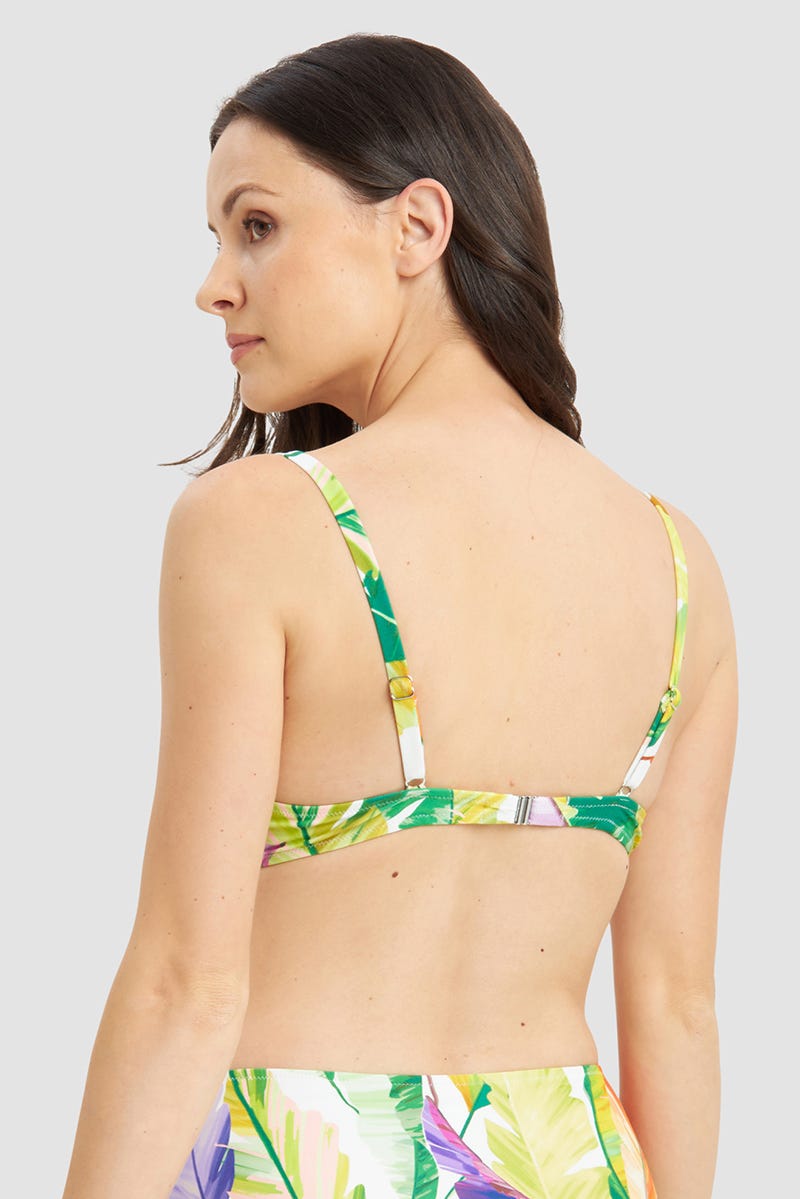 Rückansicht von Bikini Top Bügel im tropischen Blätter-Druck