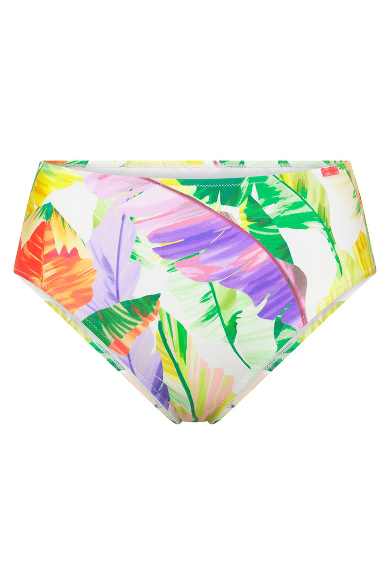 Hollowbild von Bikini Hose High Waist im tropischen Blätter-Druck
