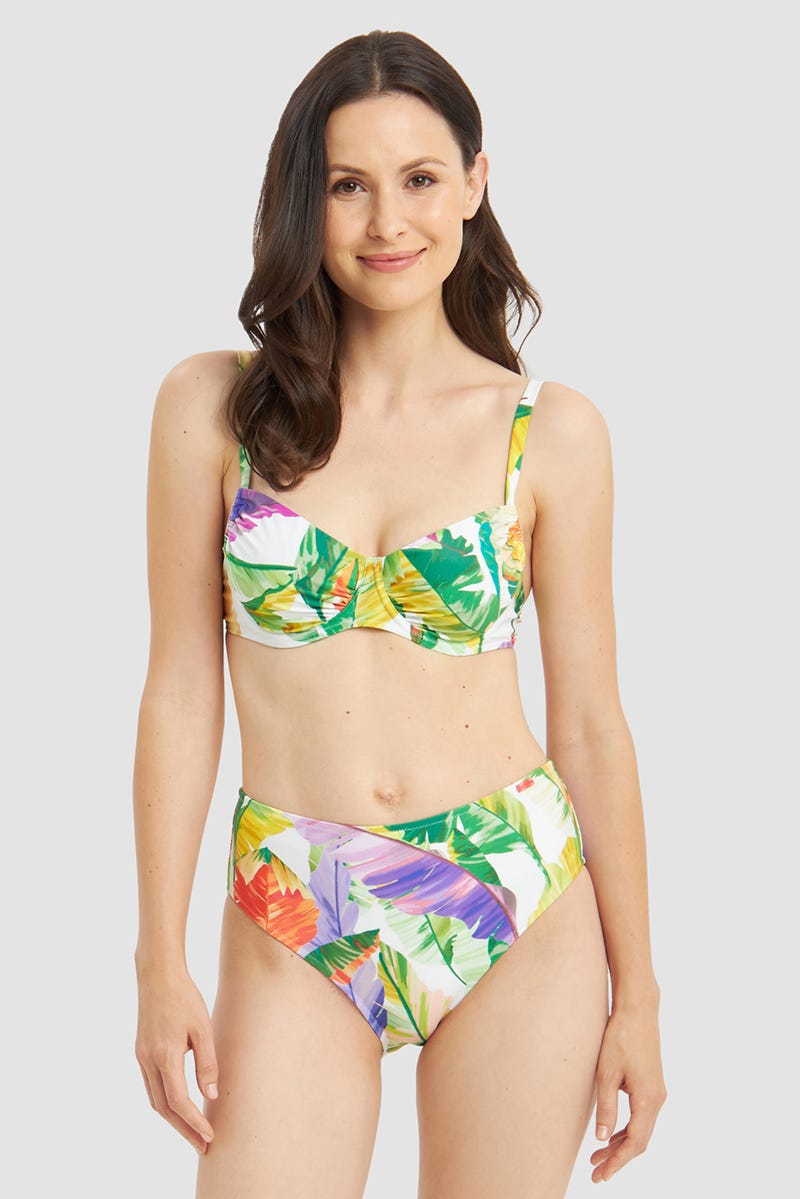 Detailbild 1 von Bikini Hose High Waist im tropischen Blätter-Druck