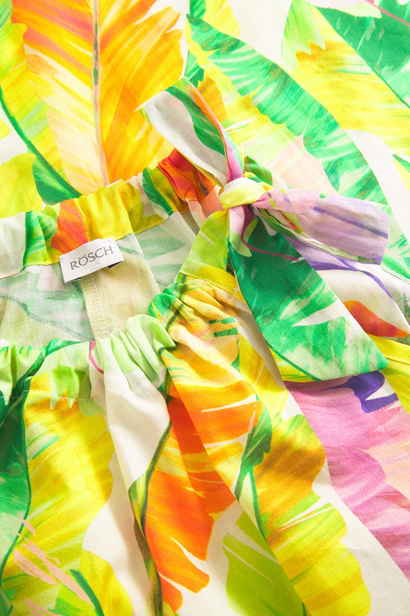 Detailbild 1 von Strandkleid im tropischen Blätter-Druck Maxi-Länge 100% Baumwolle