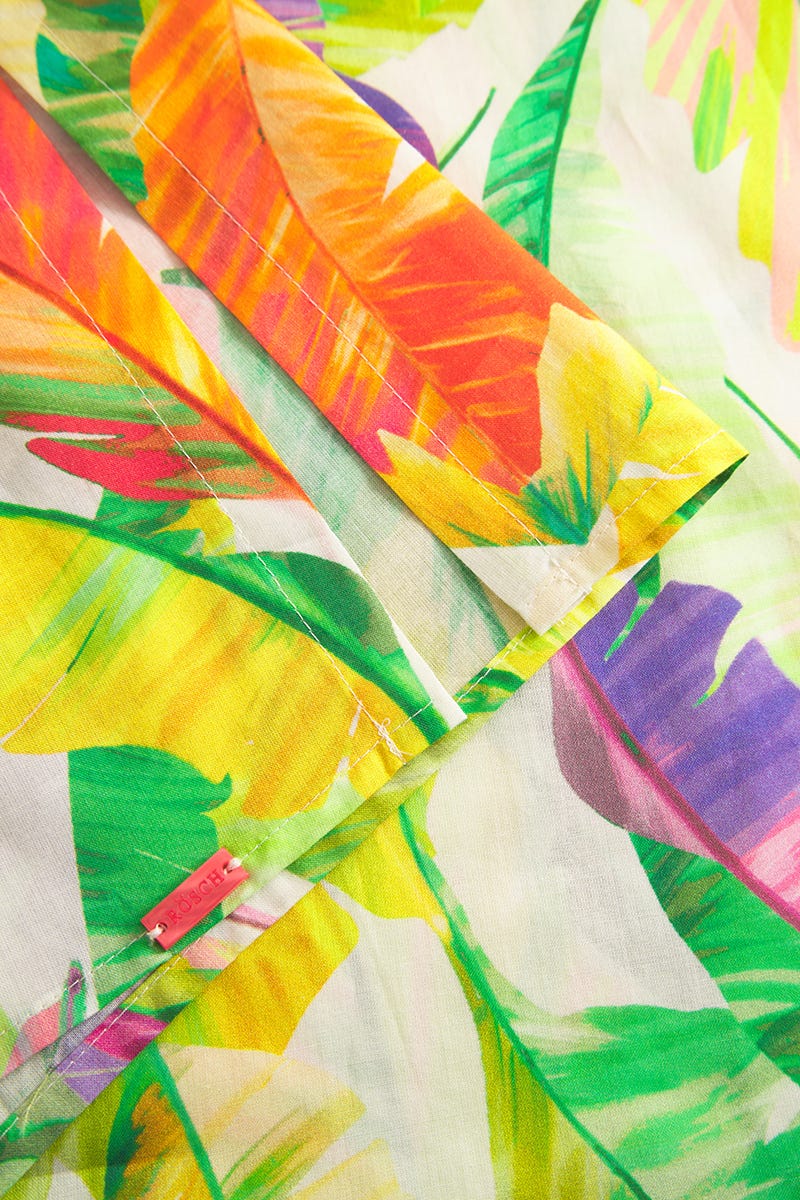 Detailbild 2 von Strandkleid im tropischen Blätter-Druck Maxi-Länge 100% Baumwolle