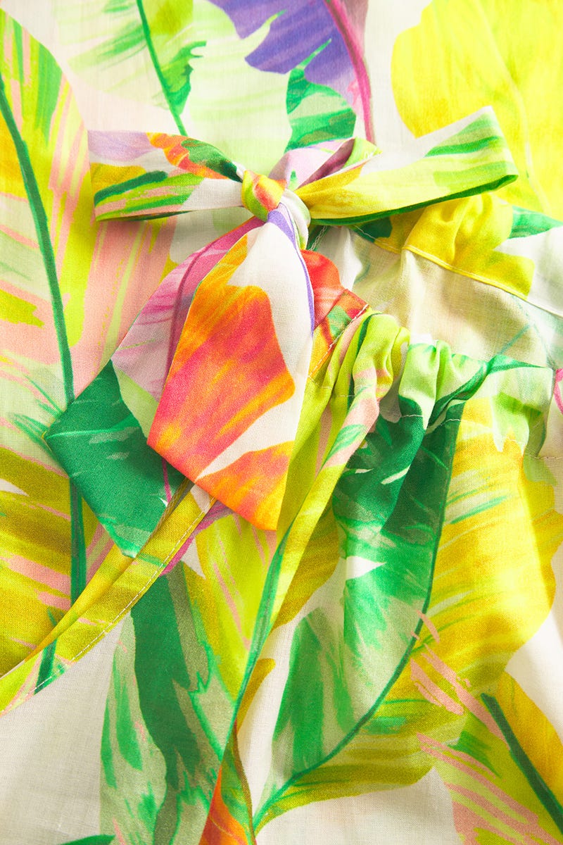 Detailbild 3 von Strandkleid im tropischen Blätter-Druck Maxi-Länge 100% Baumwolle