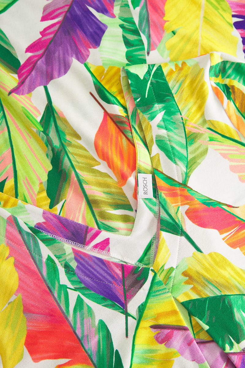 Detailbild 1 von Strandkleid Kurzarm im tropischen Blätter-Druck Viskose/Elasthan