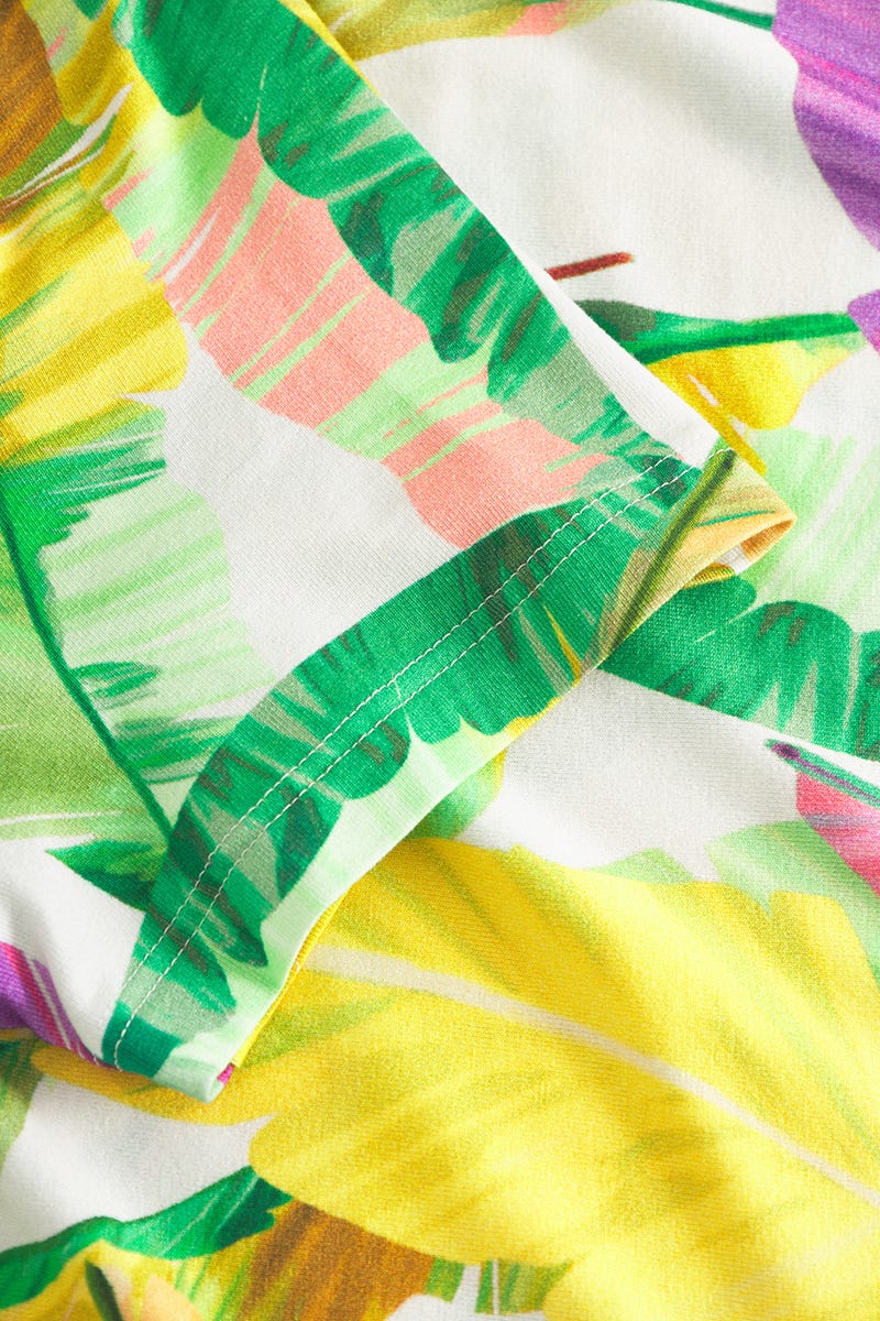 Detailbild 2 von Strandkleid Kurzarm im tropischen Blätter-Druck Viskose/Elasthan