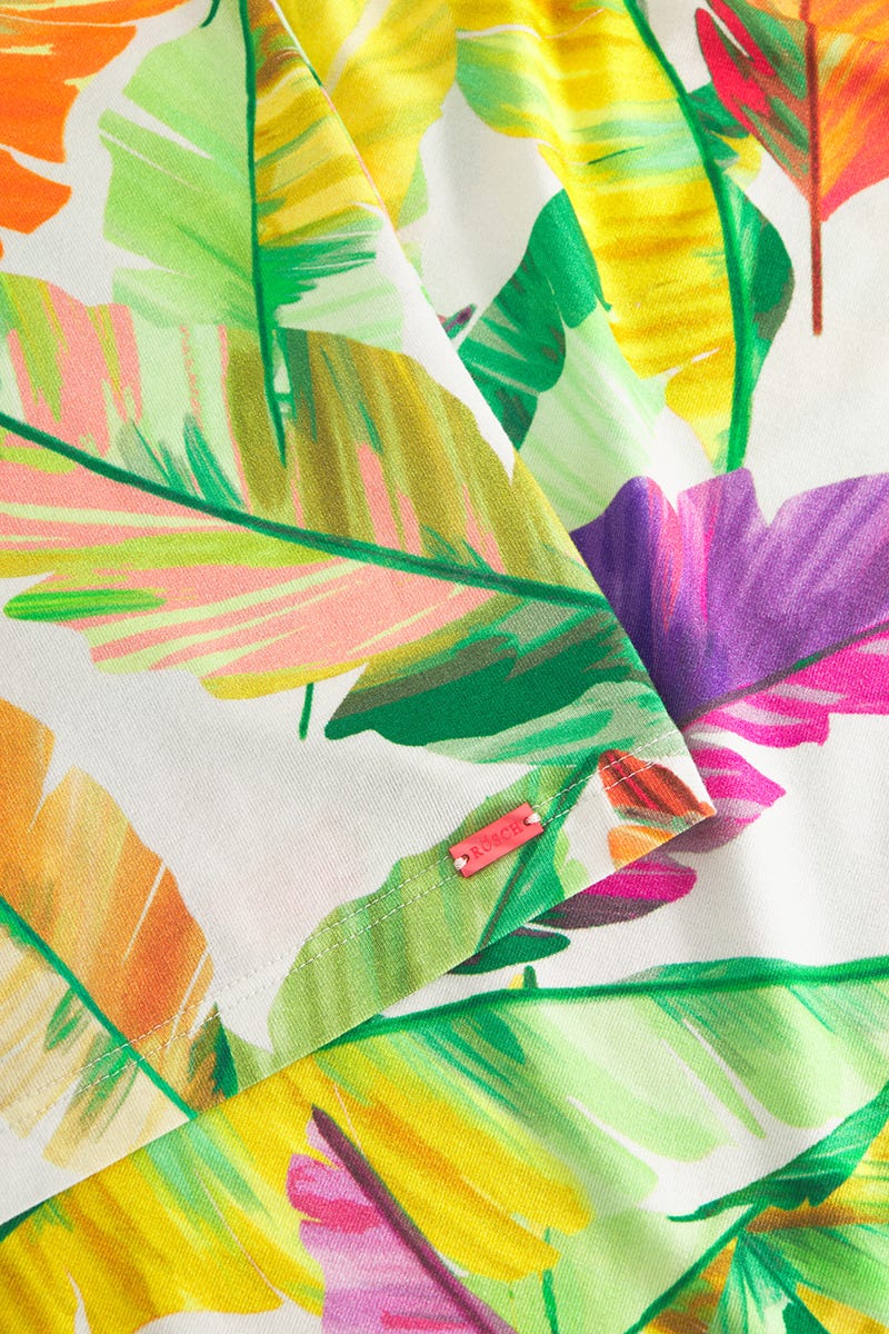 Detailbild 3 von Strandkleid Kurzarm im tropischen Blätter-Druck Viskose/Elasthan