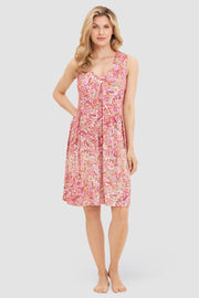 Frontalbild von Strandkleid Ärmellos im sommerlichen Paisley-Druck