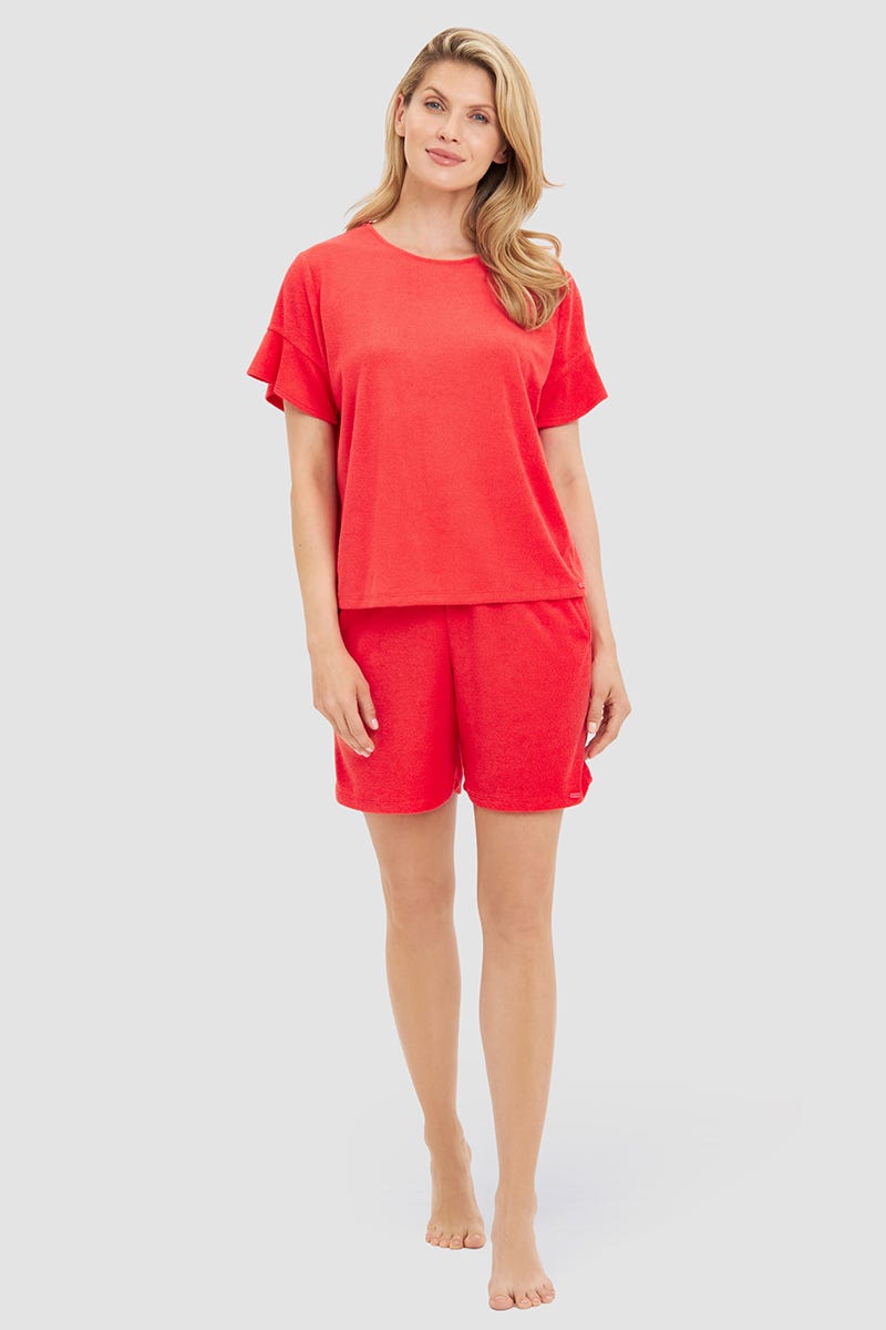 Detailbild 1 von T-Shirt aus sommerlichen Frottee in Koralle Baumwolle/Polyester