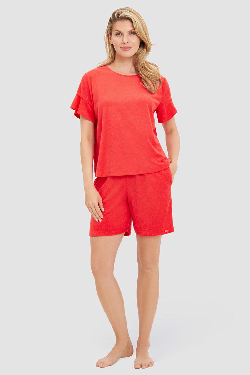 Detailbild 1 von Shorts aus sommerlichen Frottee in Koralle Baumwolle/Polyester