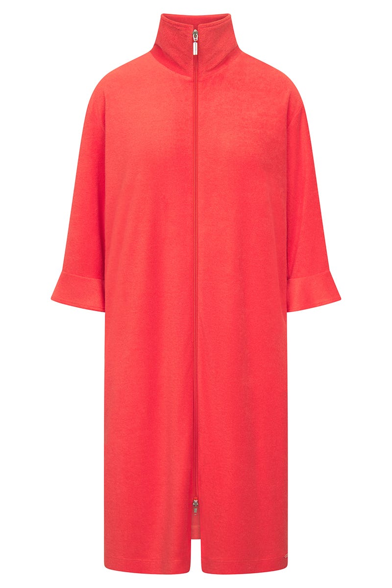 Hollowbild von Morgenmantel aus sommerlichen Frottee in Koralle Baumwolle/Polyester