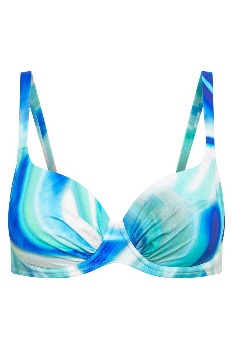 Hollowbild von Bikini Top im Batik-Style Meeresblau