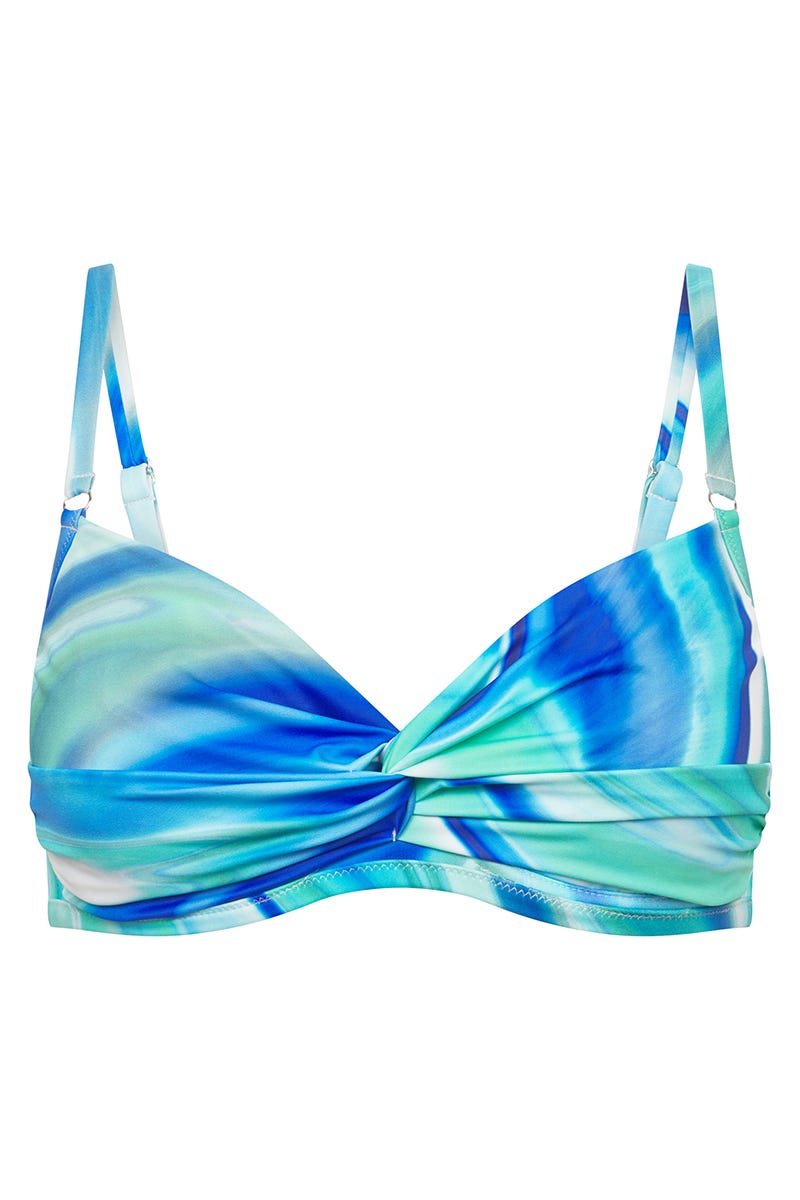 Hollowbild von Bügel-Bikini Top im Batik-Style Meeresblau
