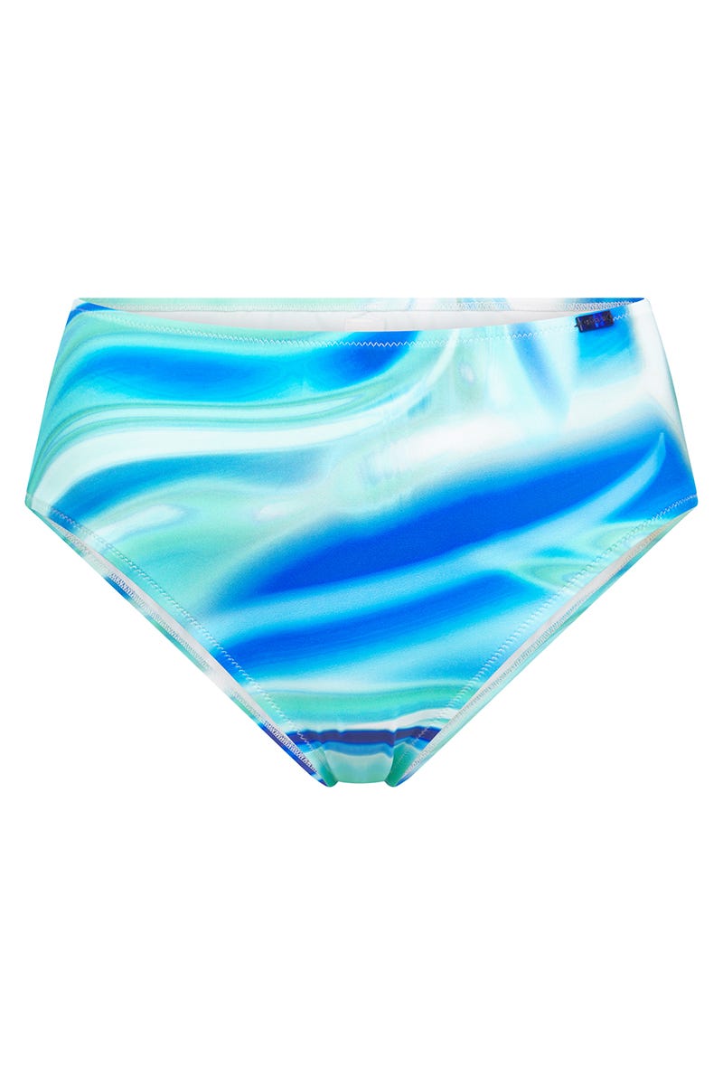 Hollowbild von Bikini Hose High Waist im Batik-Style Meeresblau