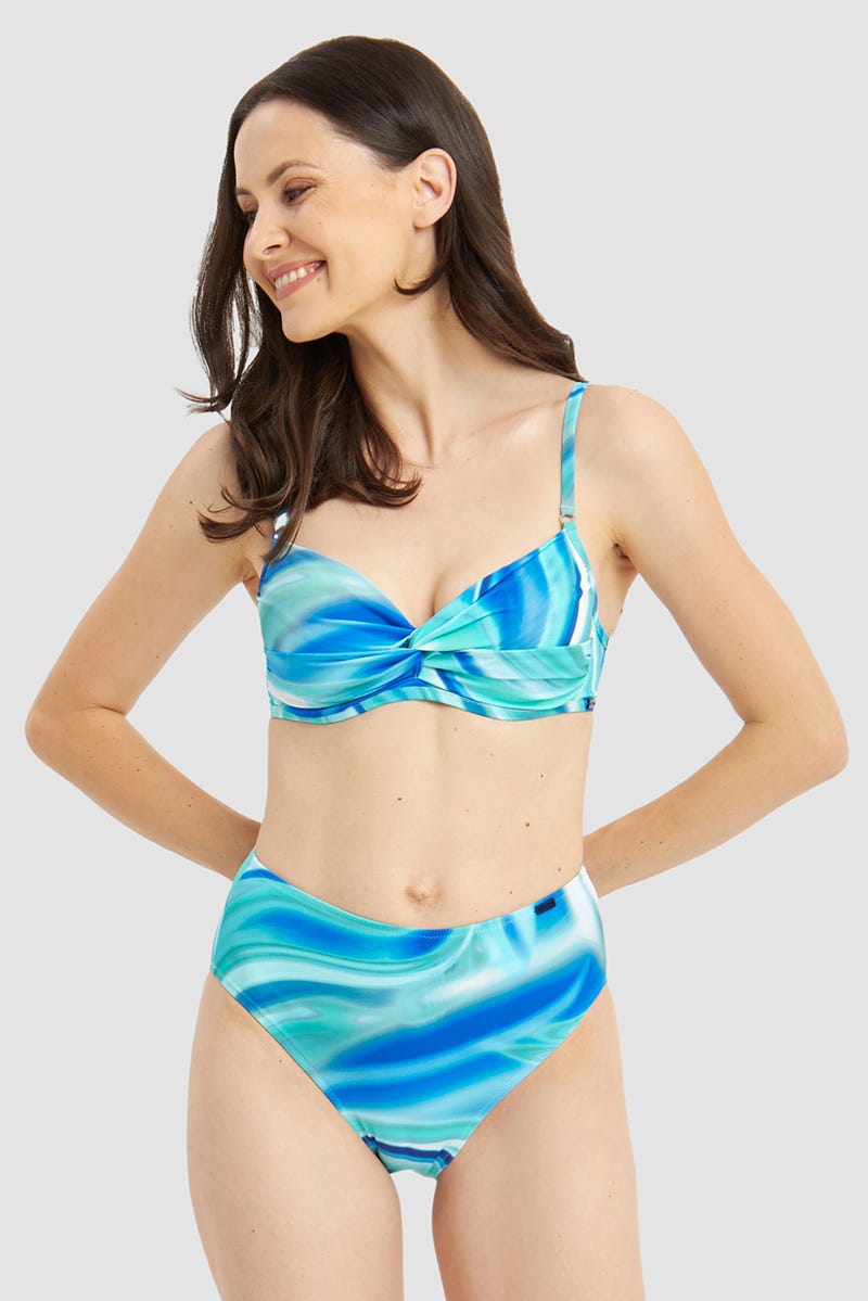 Detailbild 1 von Bikini Hose High Waist im Batik-Style Meeresblau