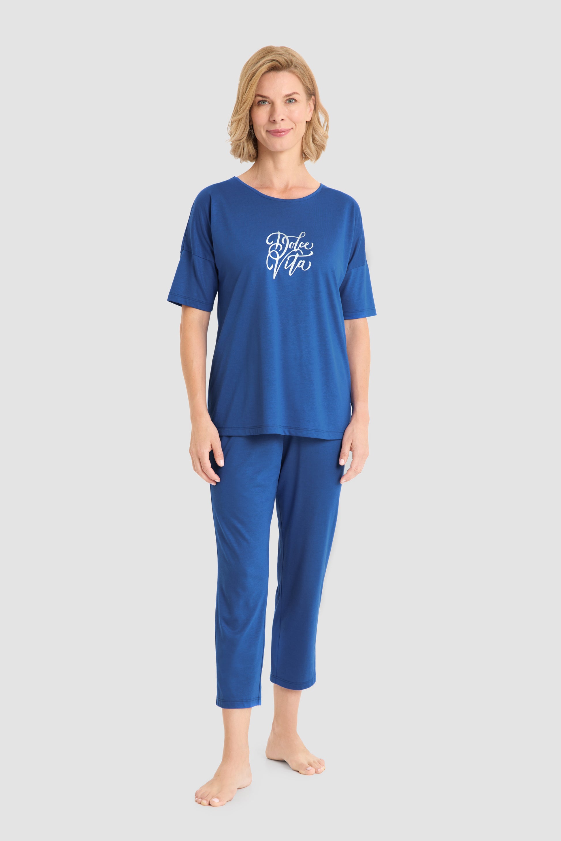 Frontalbild von Rösch 7/8-Pyjama, Kurzarm