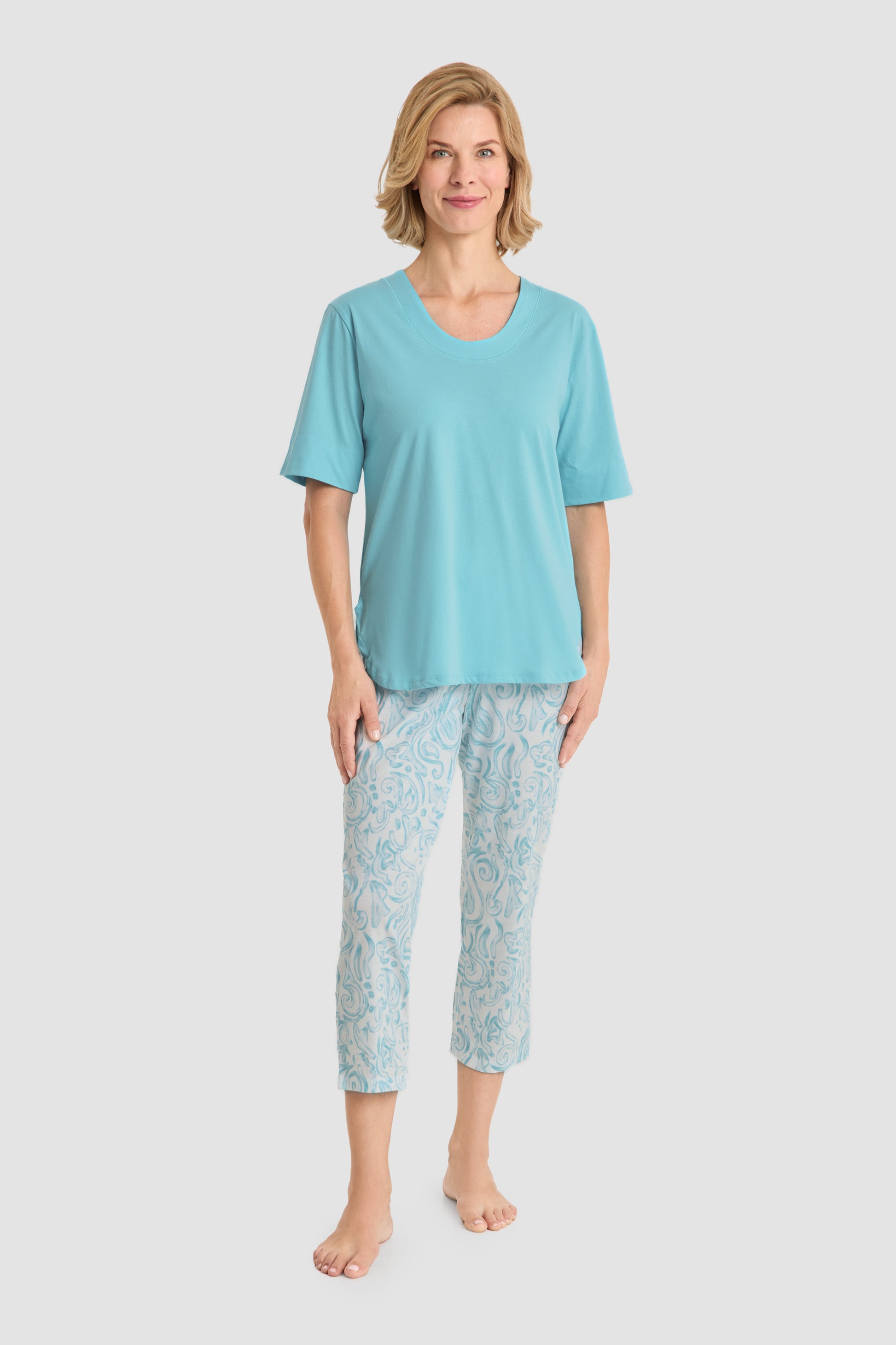 Frontalbild von Rösch 7/8-Pyjama, Kurzarm