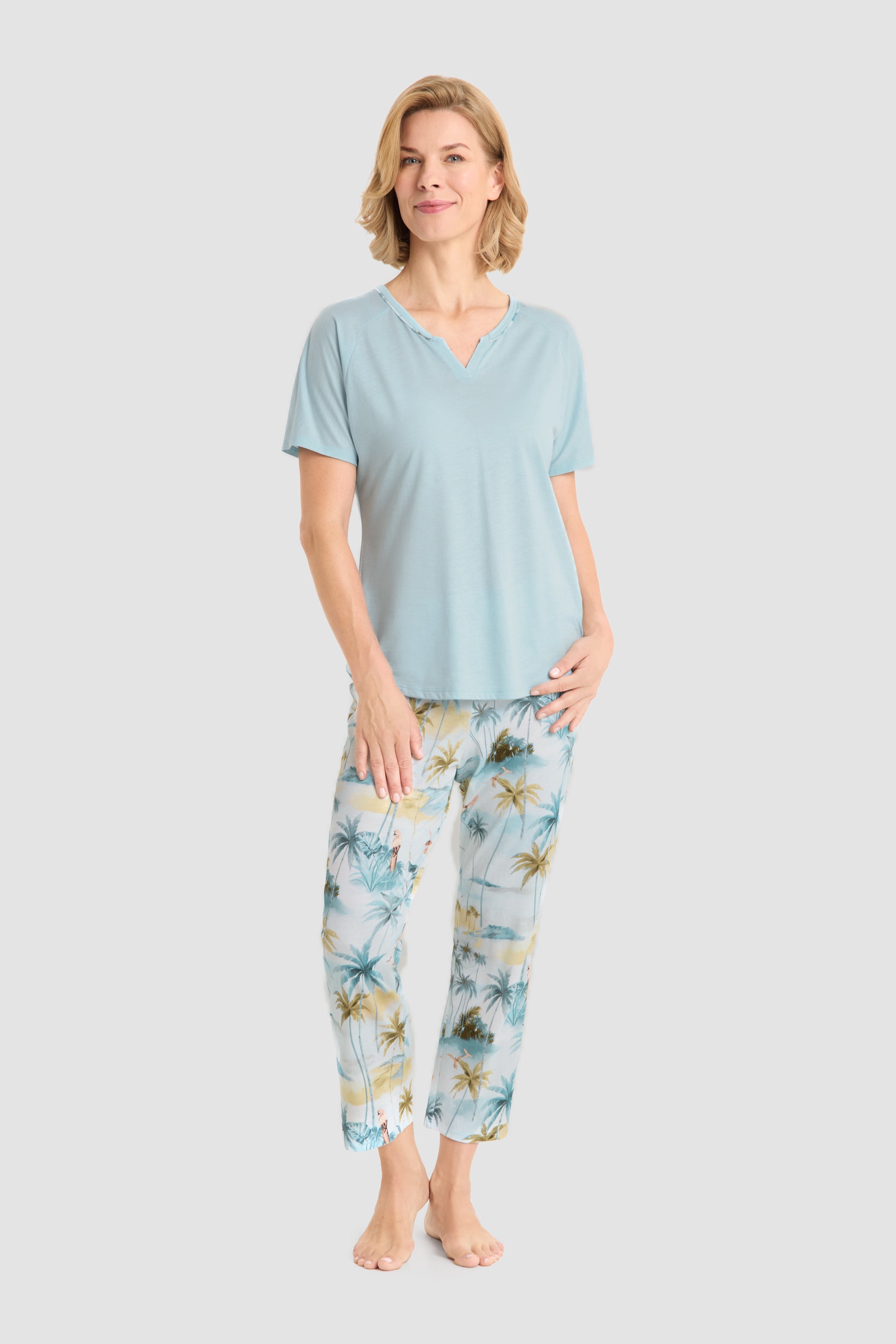 Frontalbild von Rösch 7/8-Pyjama, Kurzarm