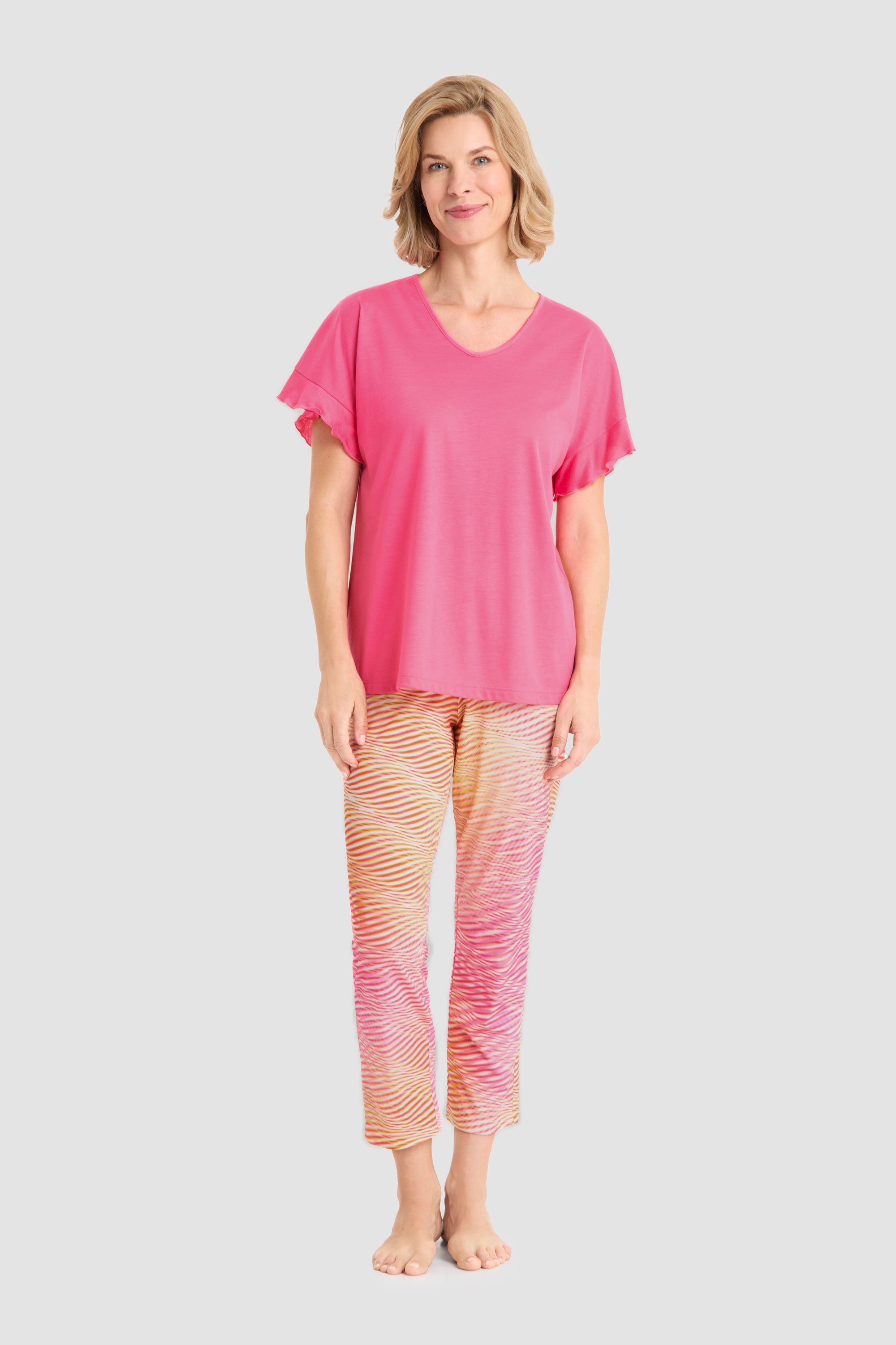 Frontalbild von Rösch 7/8-Pyjama, Kurzarm