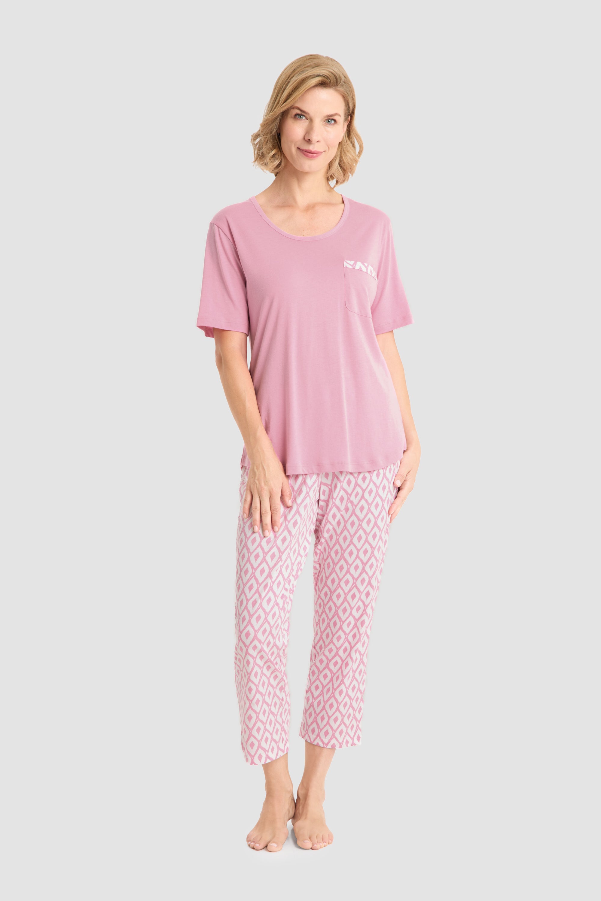 Frontalbild von Rösch 7/8-Pyjama, Kurzarm