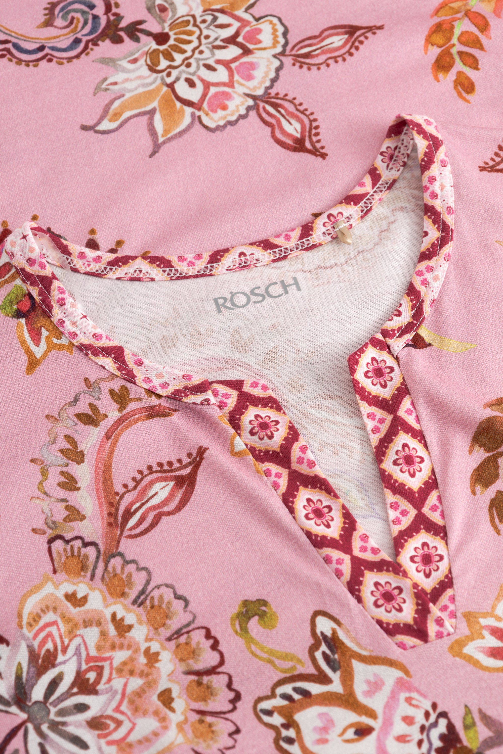 Rösch Chemise de nuit mi-longue, motif ornemental mélangé