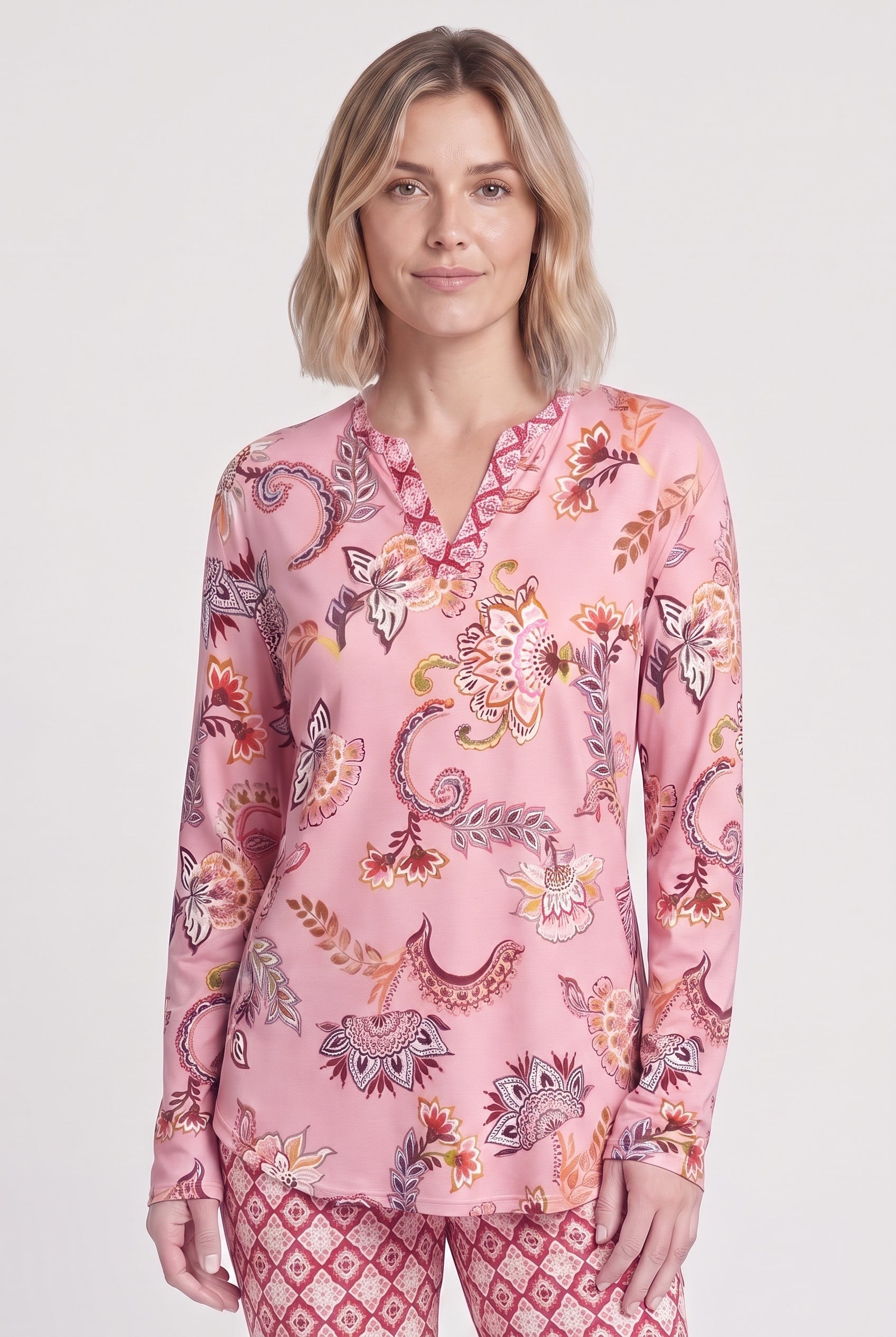 Rösch Chemise manches longues, motif ornemental