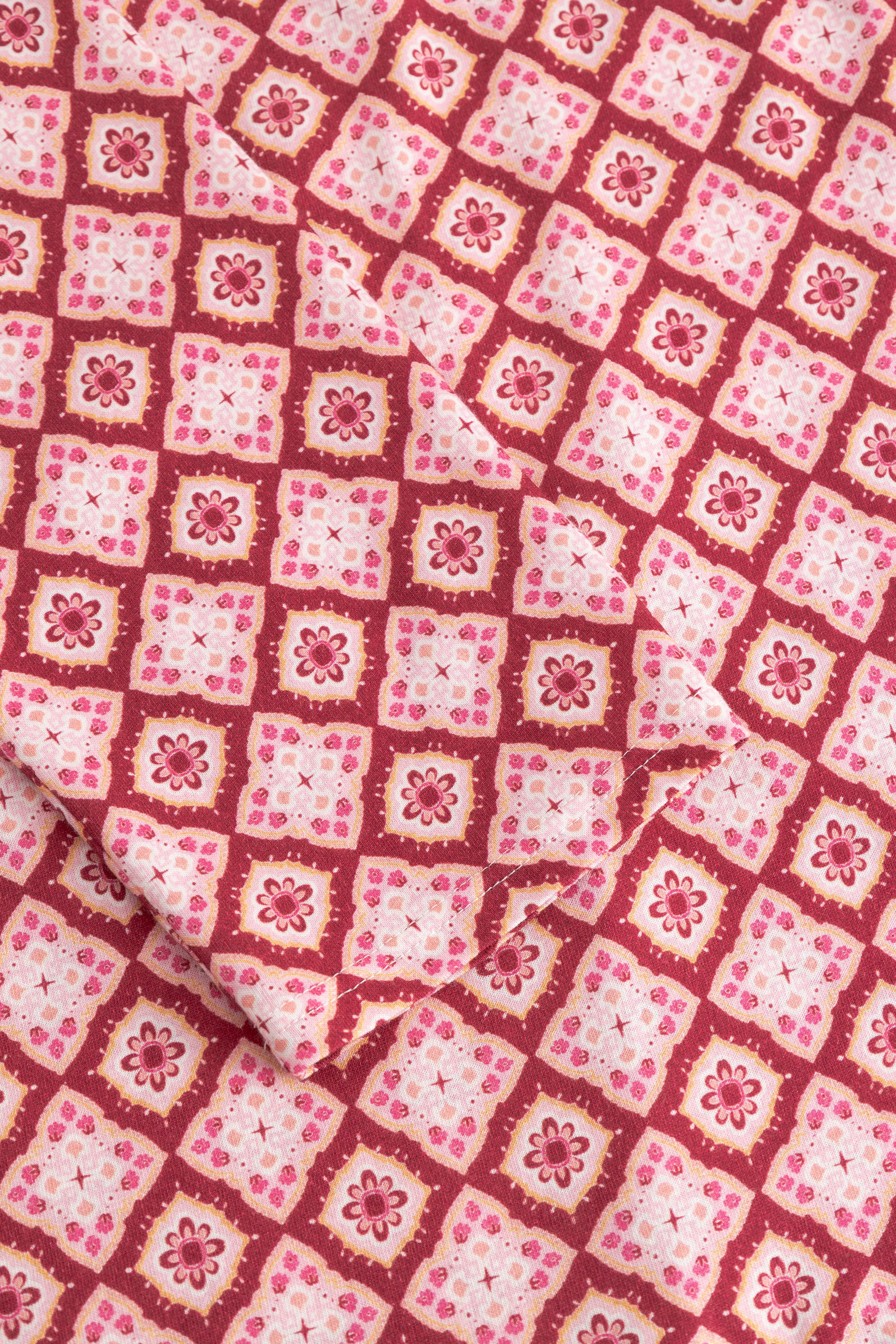 Chemise Rösch manches longues, motif ornemental rose