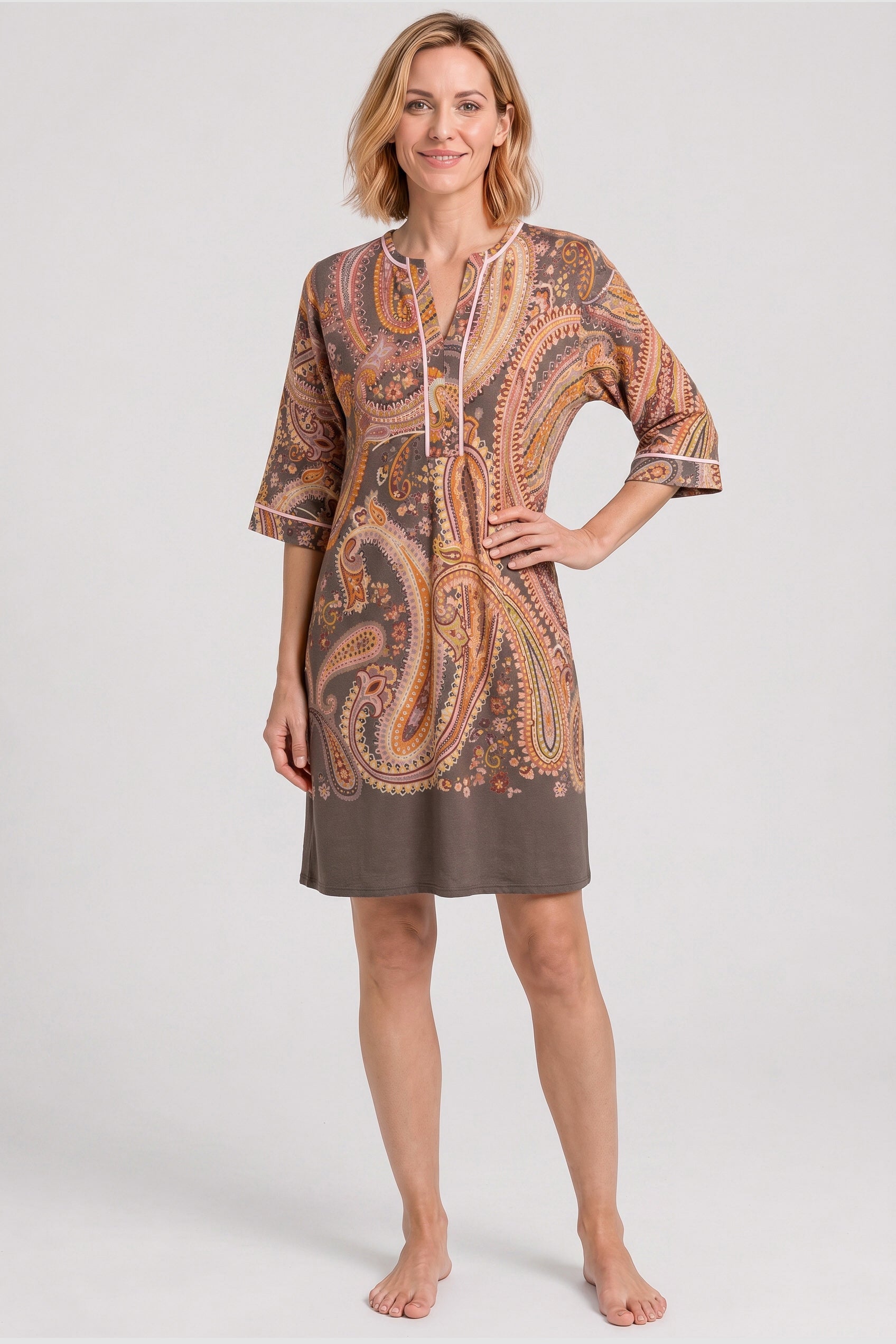 Rösch Chemise de nuit courte, imprimé cachemire