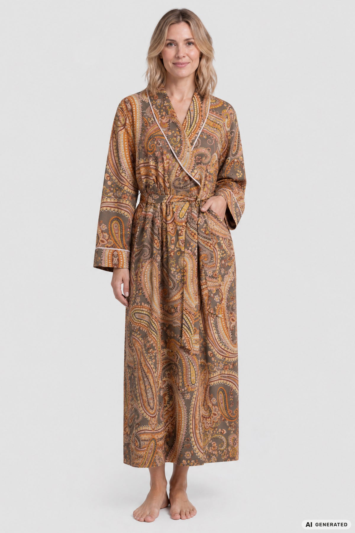 Rösch Morgenmantel Maxi, Websatin