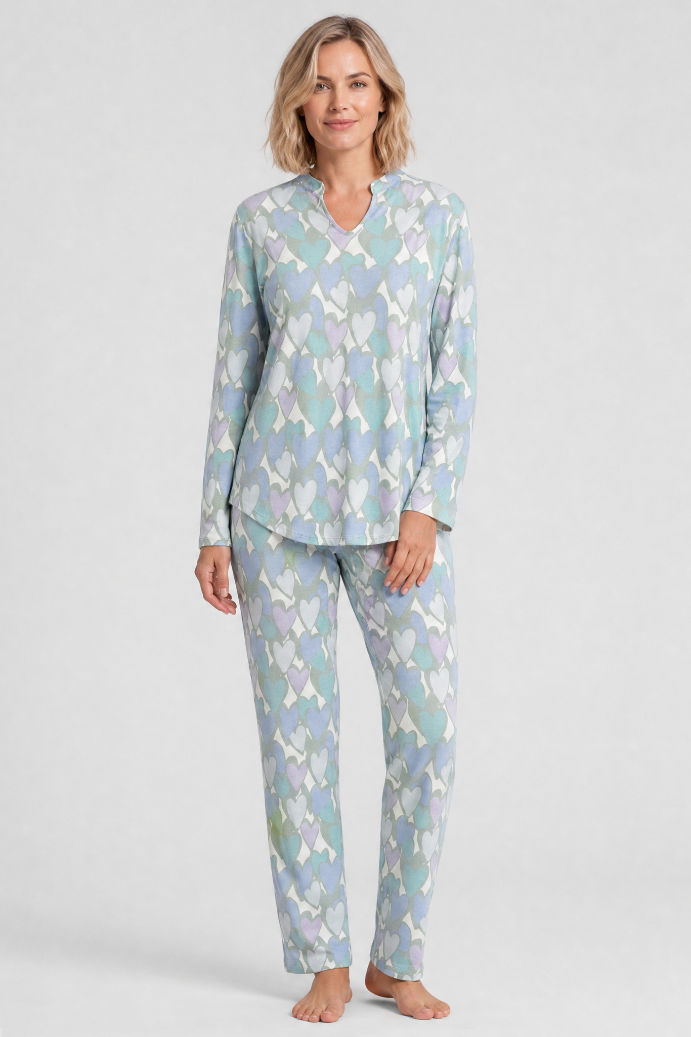 Frontalbild von Rösch Pyjama Lang, Langarm