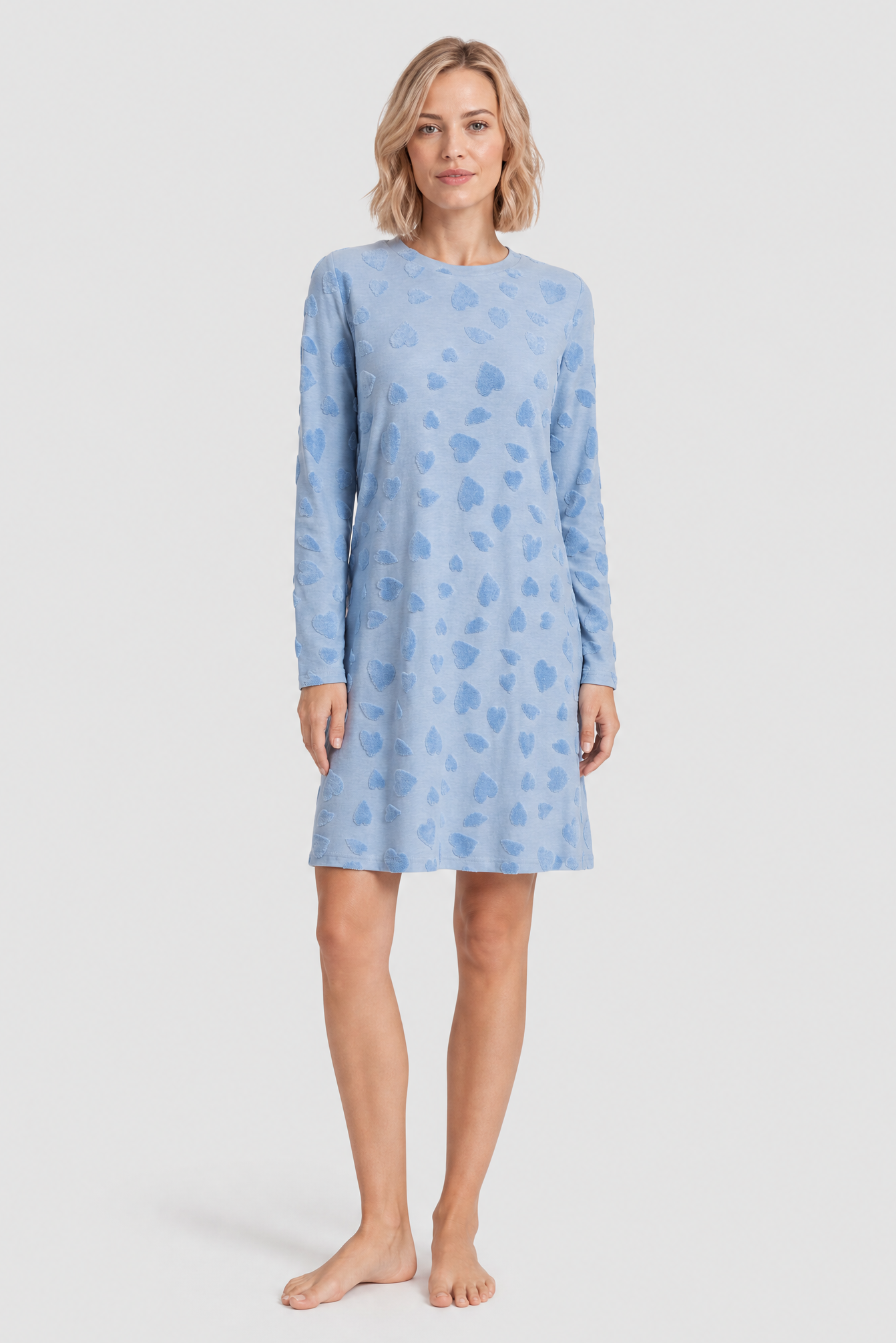 Frontalbild von Rösch Hauskleid Knielang