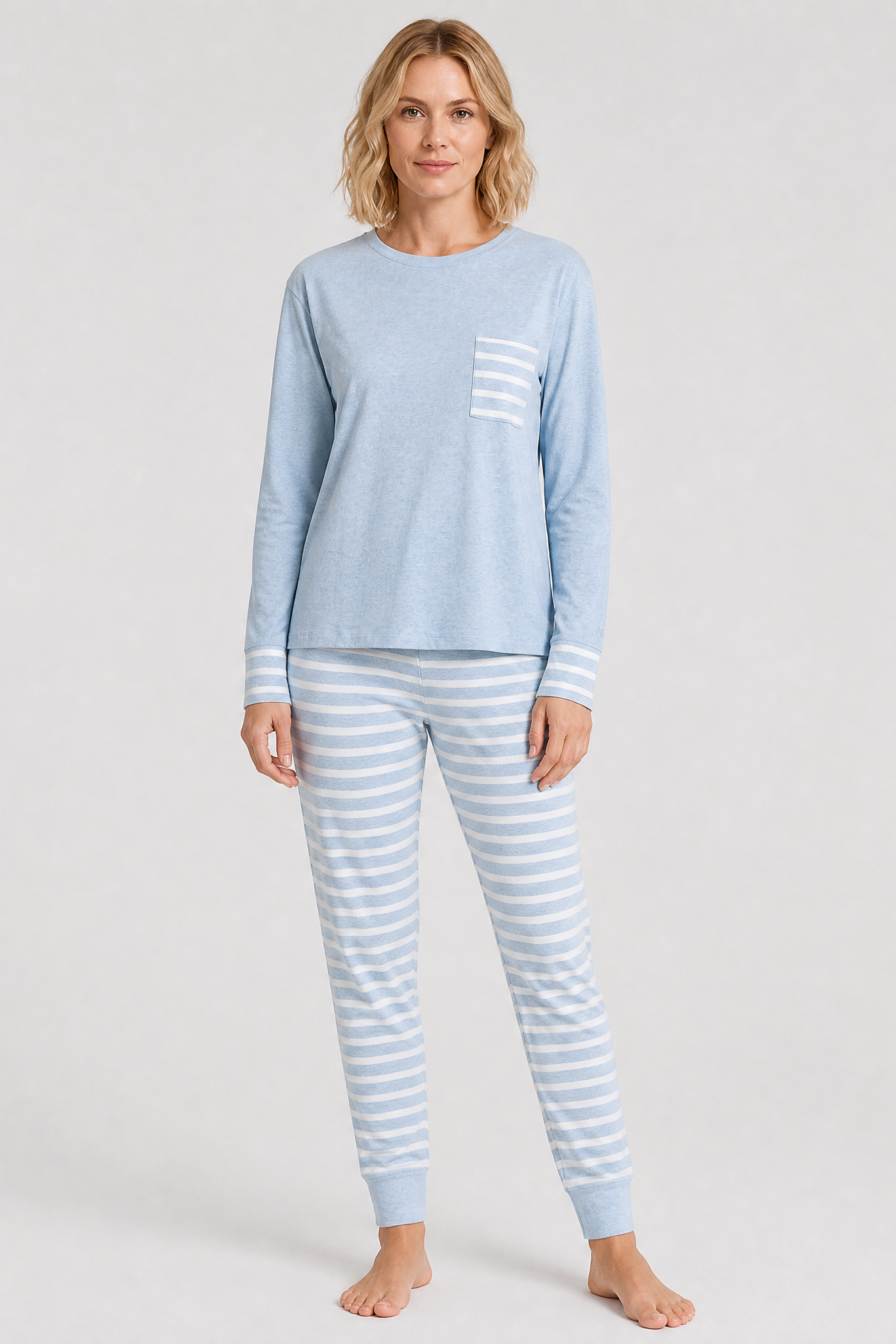 Frontalbild von Rösch Pyjama Lang, Langarm