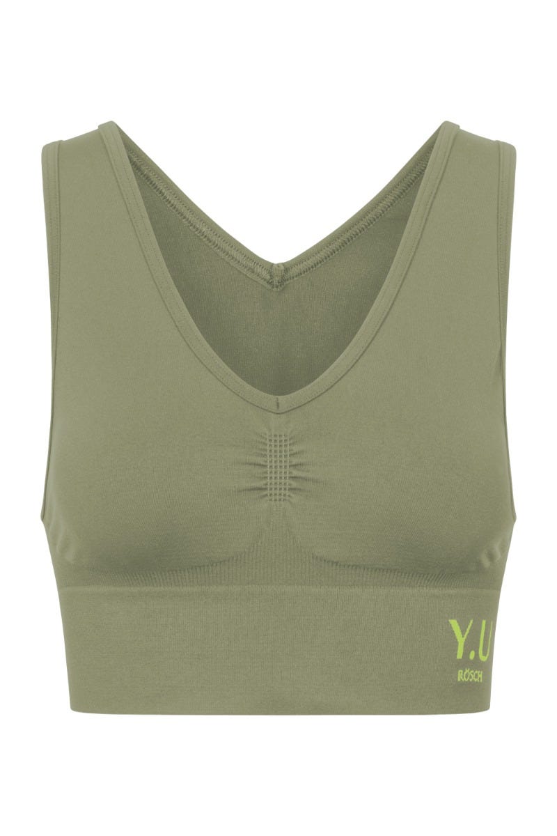 Frontalbild von Y.U Yoga Bustier mit Raffung Seamless Sport Mix & Match recycled Polyamid/Elasthan