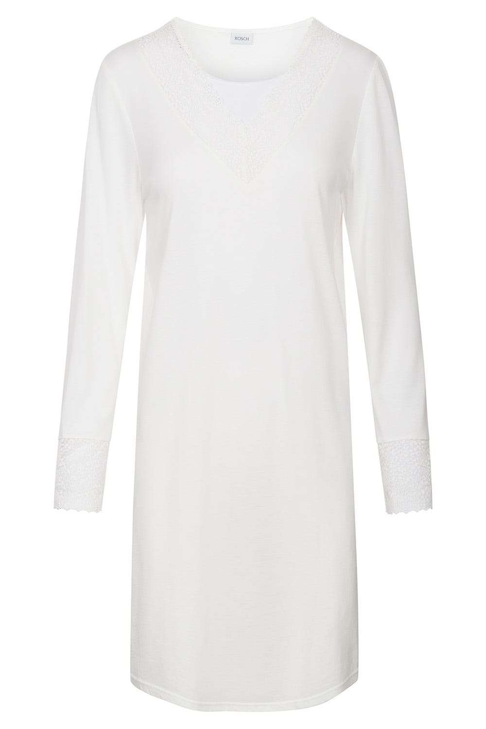 Hollowbild von Nachthemd mit eleganten Spitzen-Details einfarbig romantisch verspielt Baumwolle/Modal