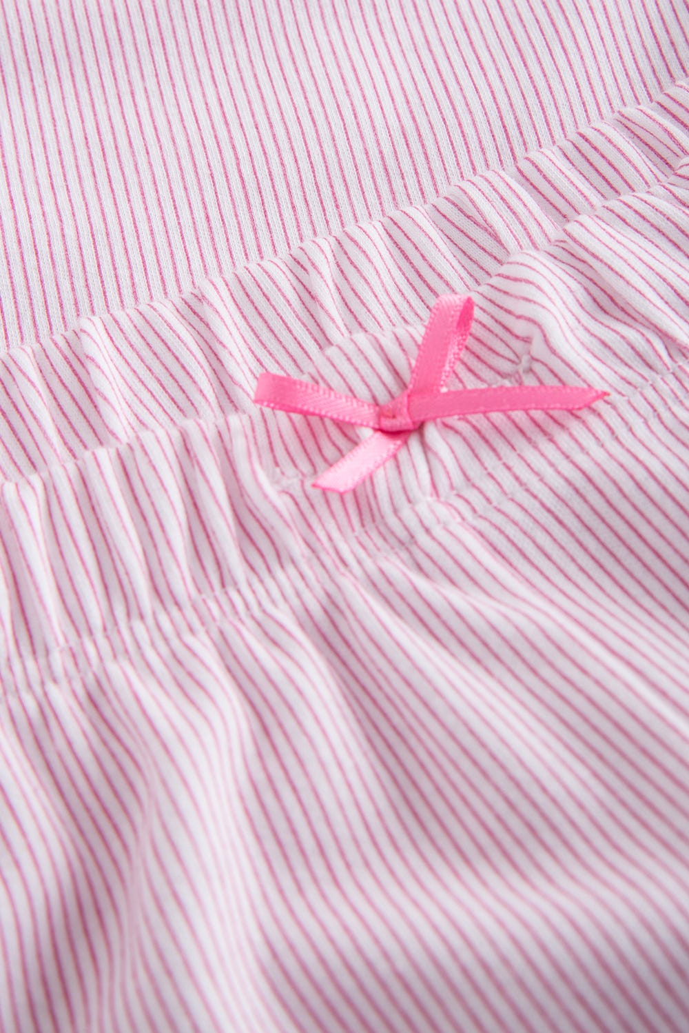 Detailbild 3 von Pyjama in Rosa 7/8-Hose im Streifenprint Zierschleife Knopfleiste 100% Baumwolle