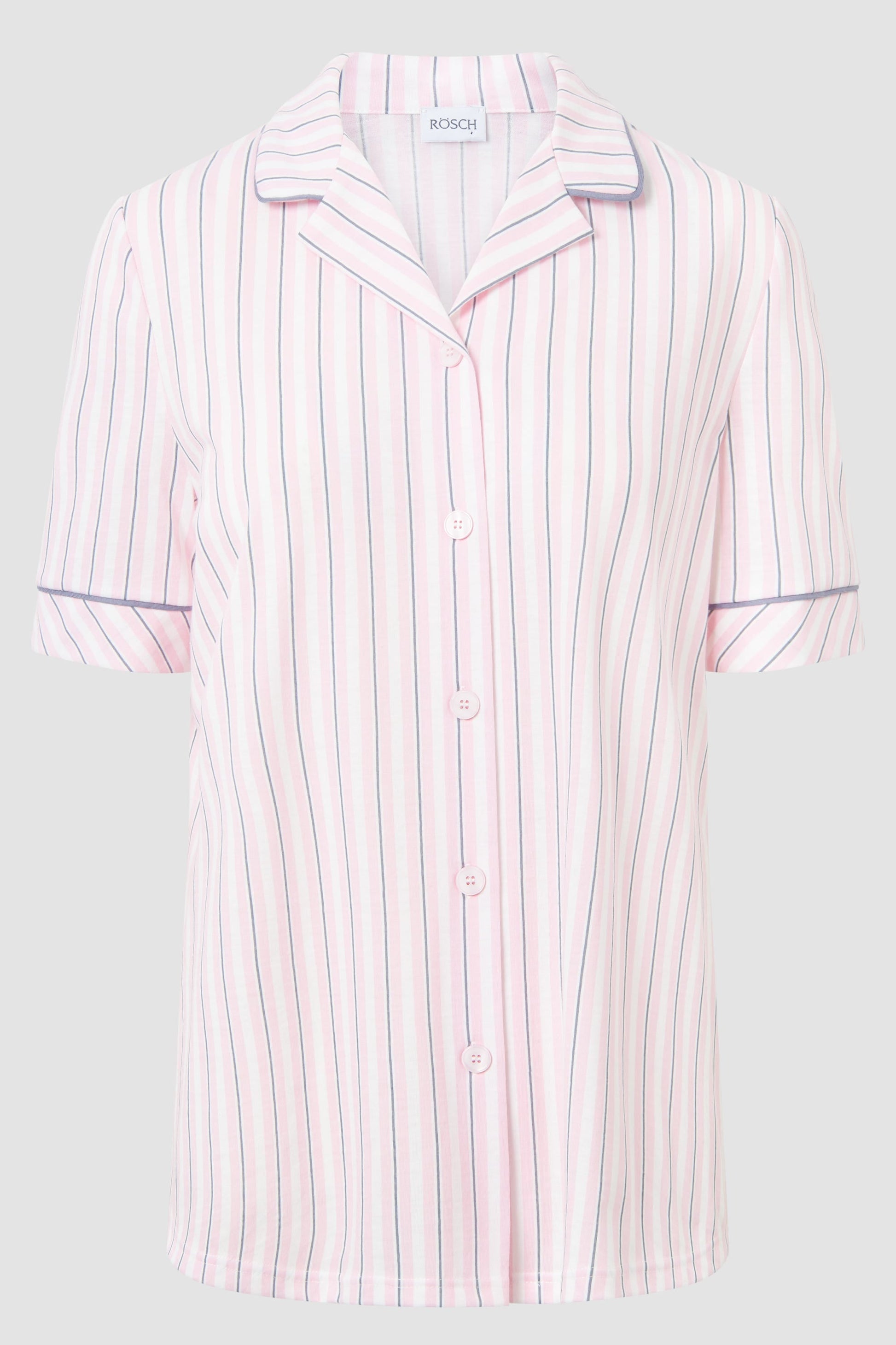 Hollowbild von Basic Pyjamashirt Kurzarm im Streifendruck Herrenhemdstil