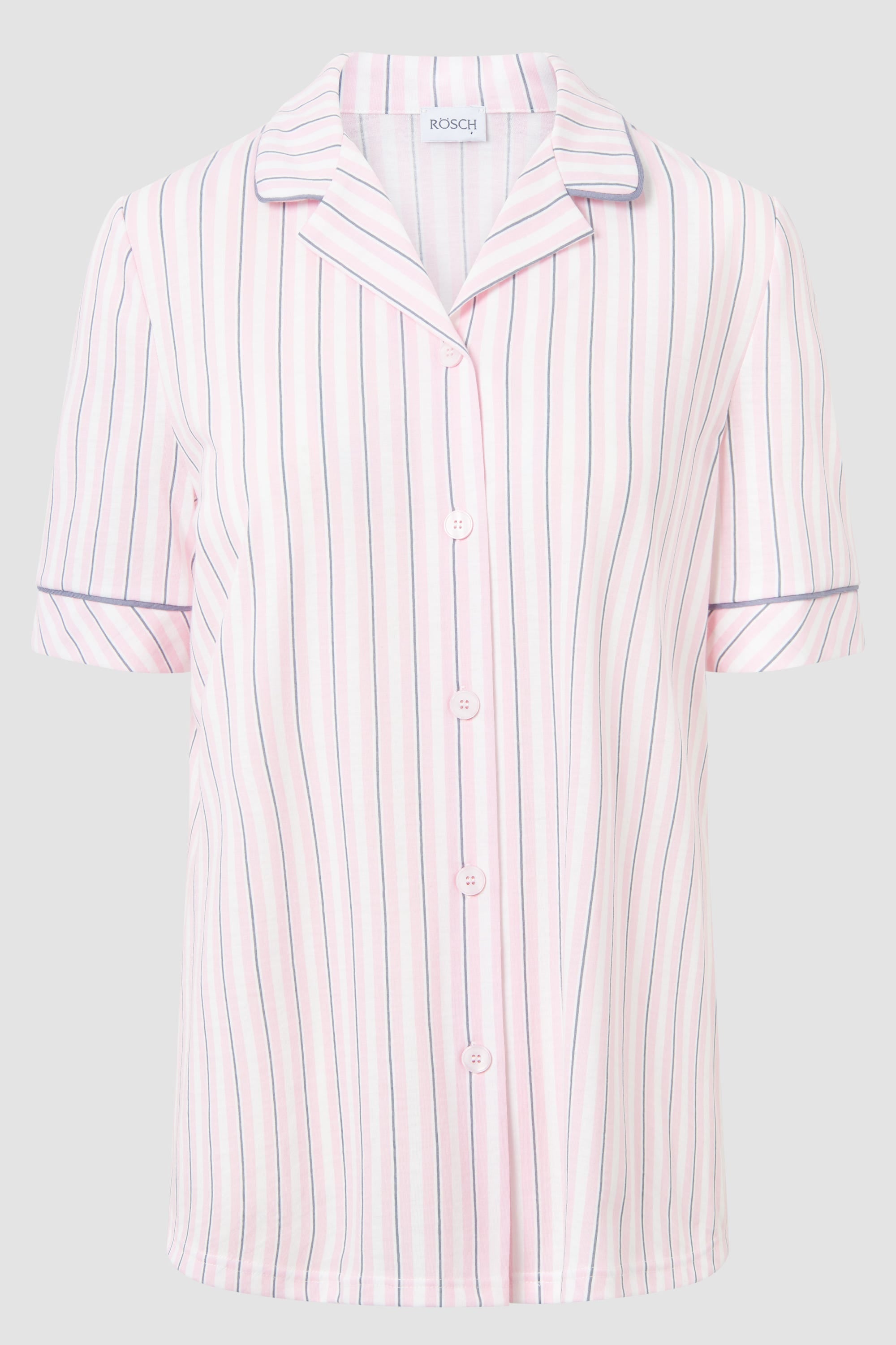 Hollowbild von Basic Pyjamashirt Kurzarm im Streifendruck Herrenhemdstil