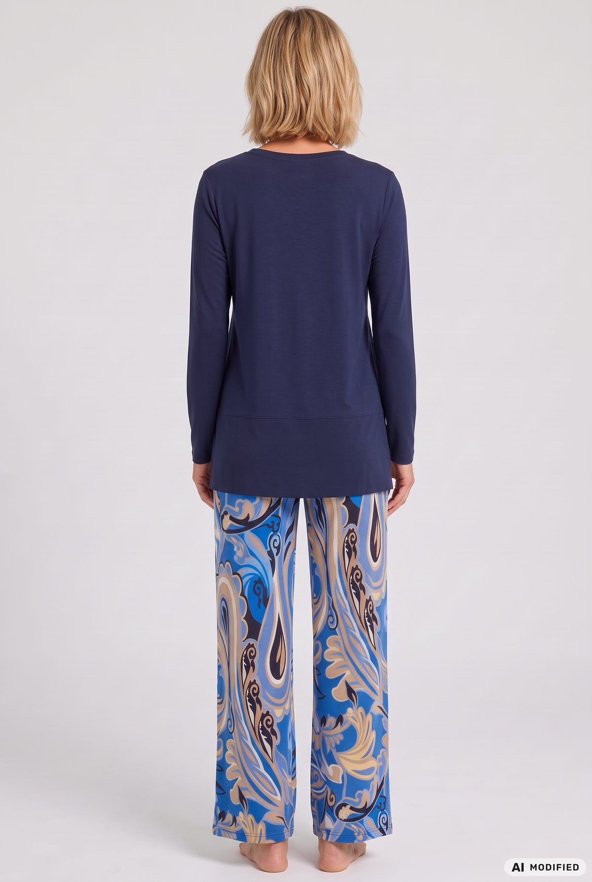 Rösch Pyjama Lang mit großflächigem Floraldruck